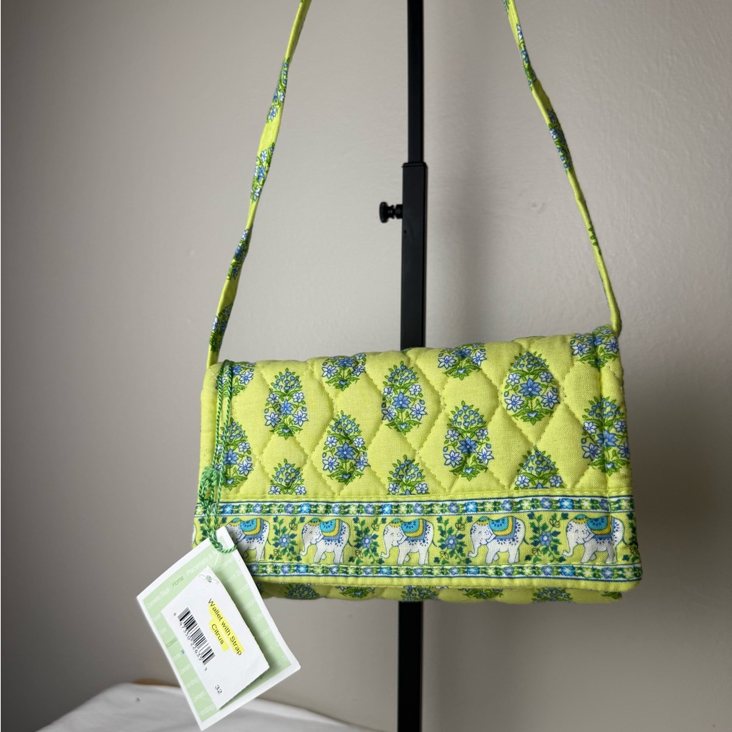 Nwt Vera Bradley Citrus Wallet With Strap Retired Pattern Rare Elephant Wallet